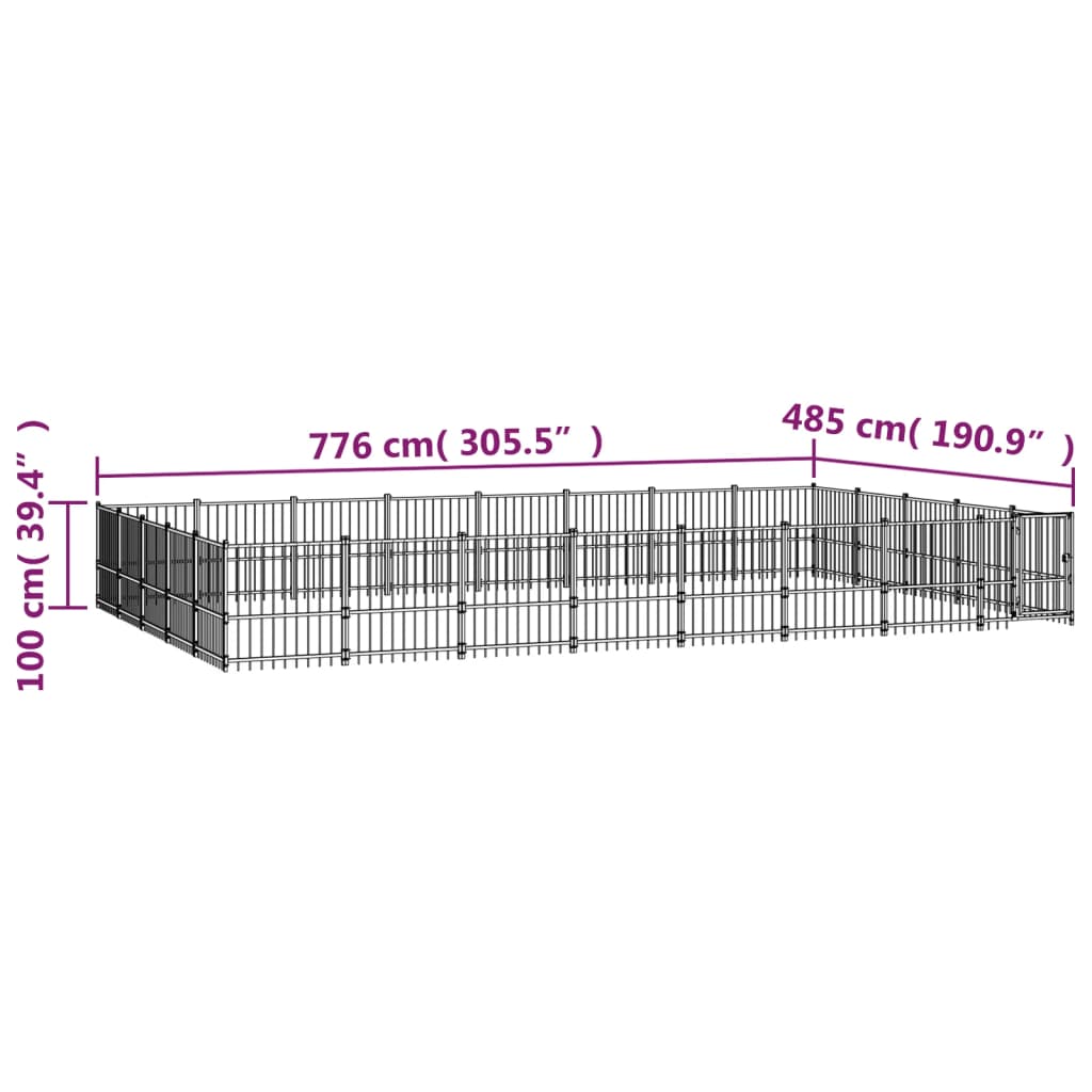 Padoc pentru câini de exterior, 37,64 m², oțel - Lando