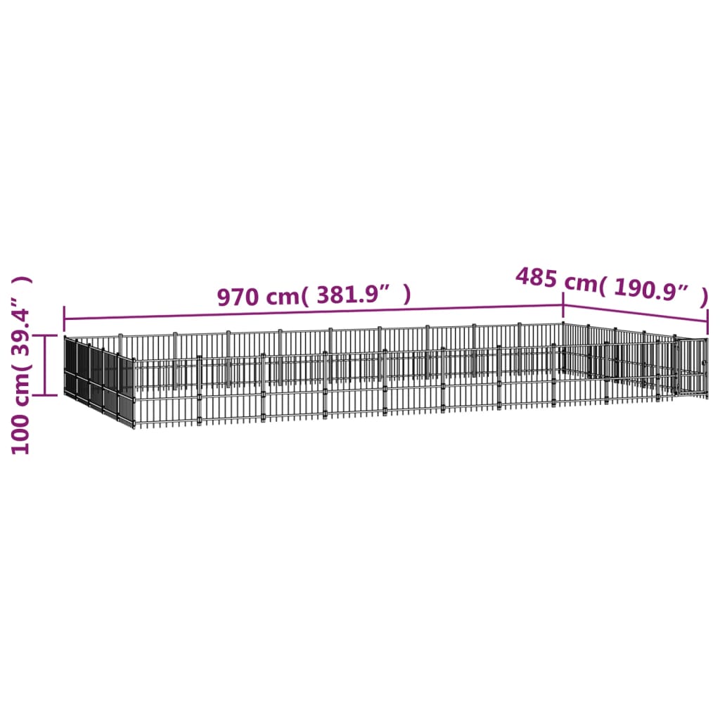 Padoc pentru câini de exterior, 47,05 m², oțel - Lando