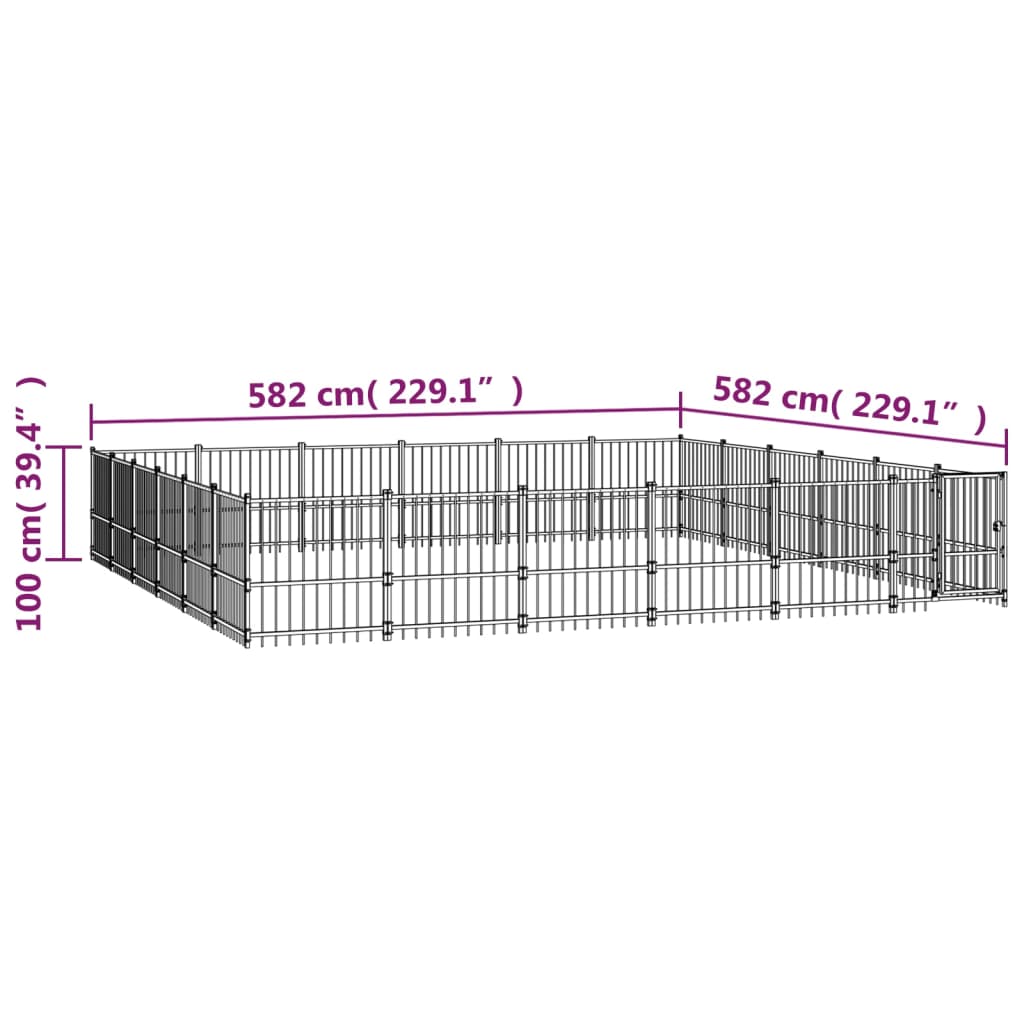 Padoc pentru câini de exterior, 33,87 m², oțel - Lando