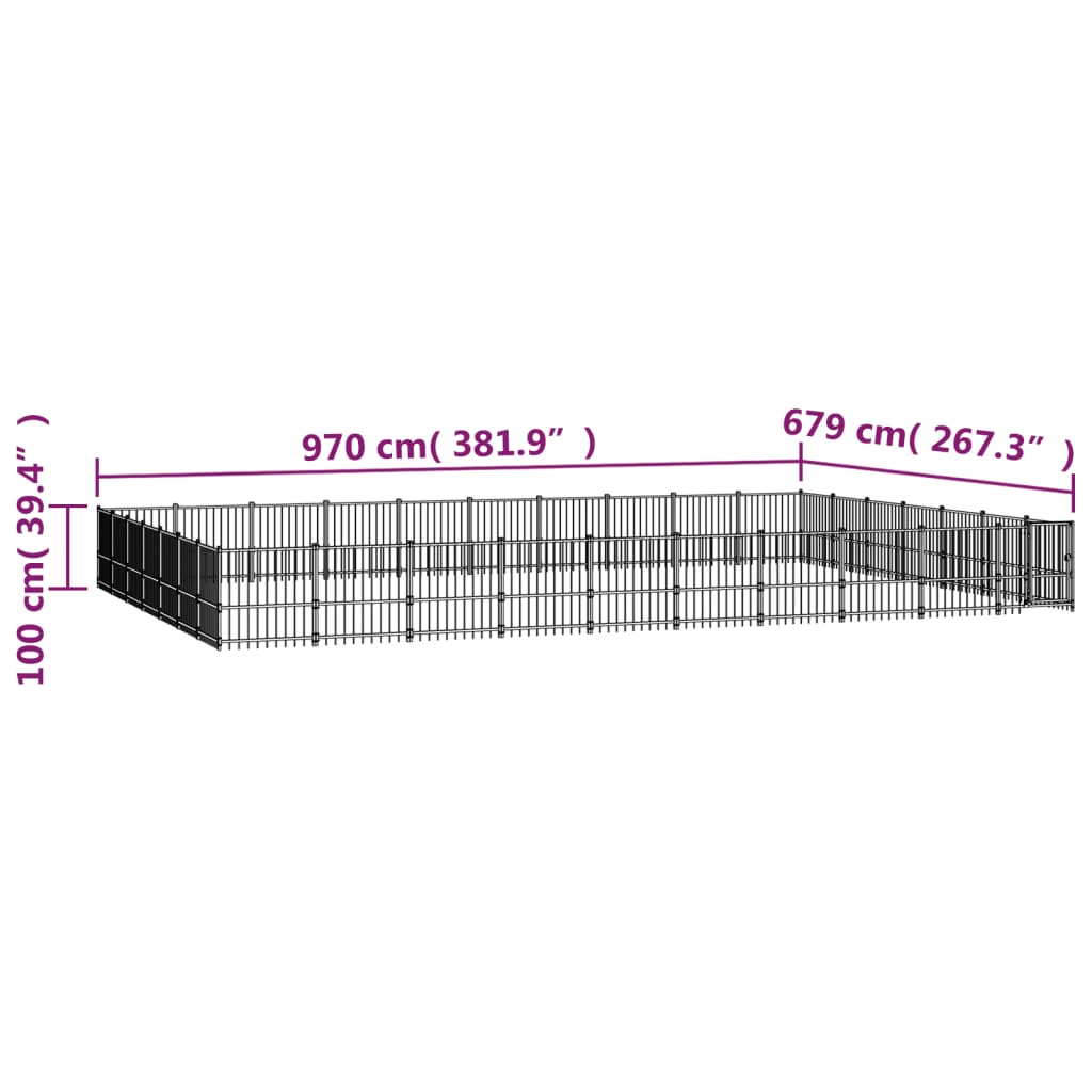 Padoc pentru câini de exterior, 65,86 m², oțel - Lando