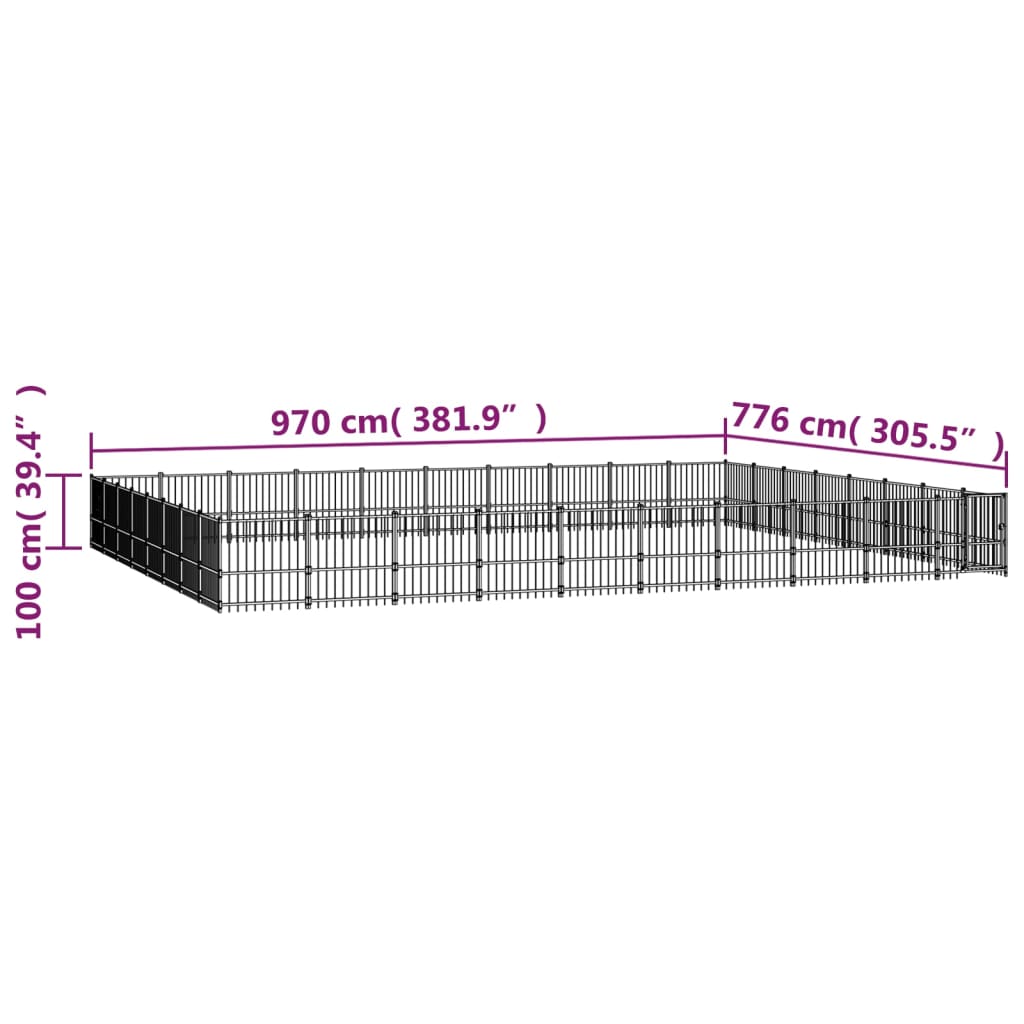 Padoc pentru câini de exterior, 75,27 m², oțel - Lando