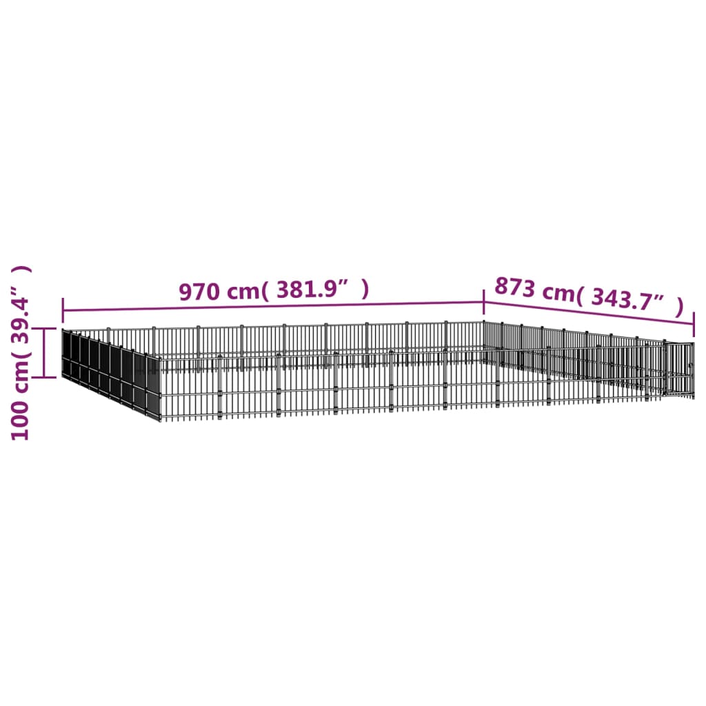 Padoc pentru câini de exterior, 84,68 m², oțel - Lando