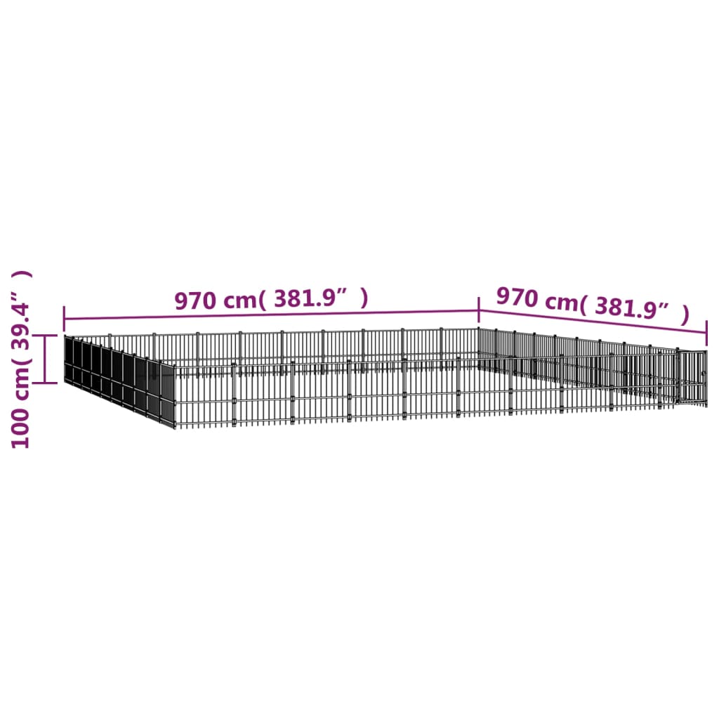 Padoc pentru câini de exterior, 94,09 m², oțel - Lando