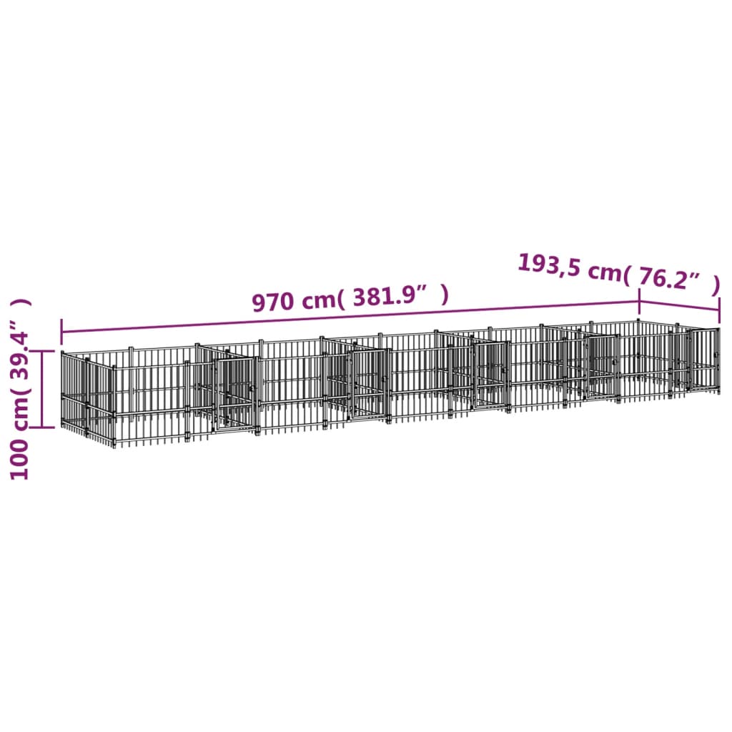 Padoc pentru câini de exterior, 18,77 m², oțel - Lando