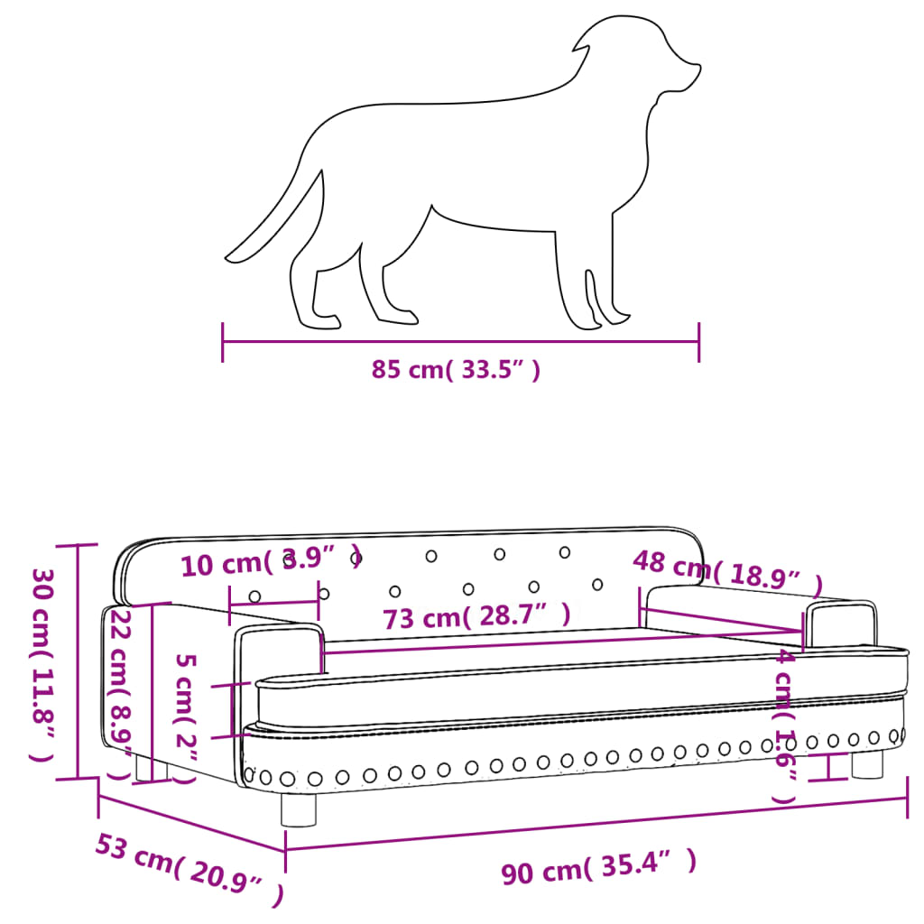 Pat de câini, gri deschis, 90x53x30 cm, catifea - Lando