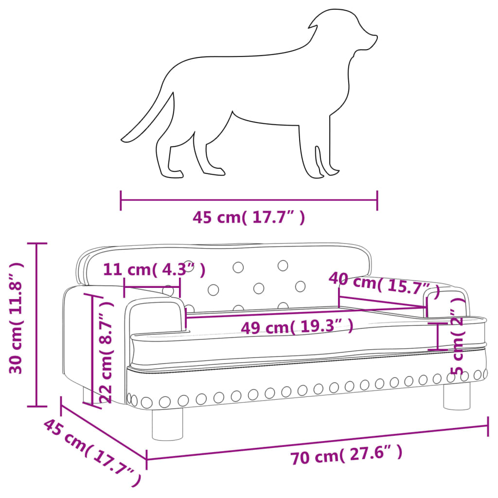 Pat de câini, gri deschis, 70x45x30 cm, catifea - Lando