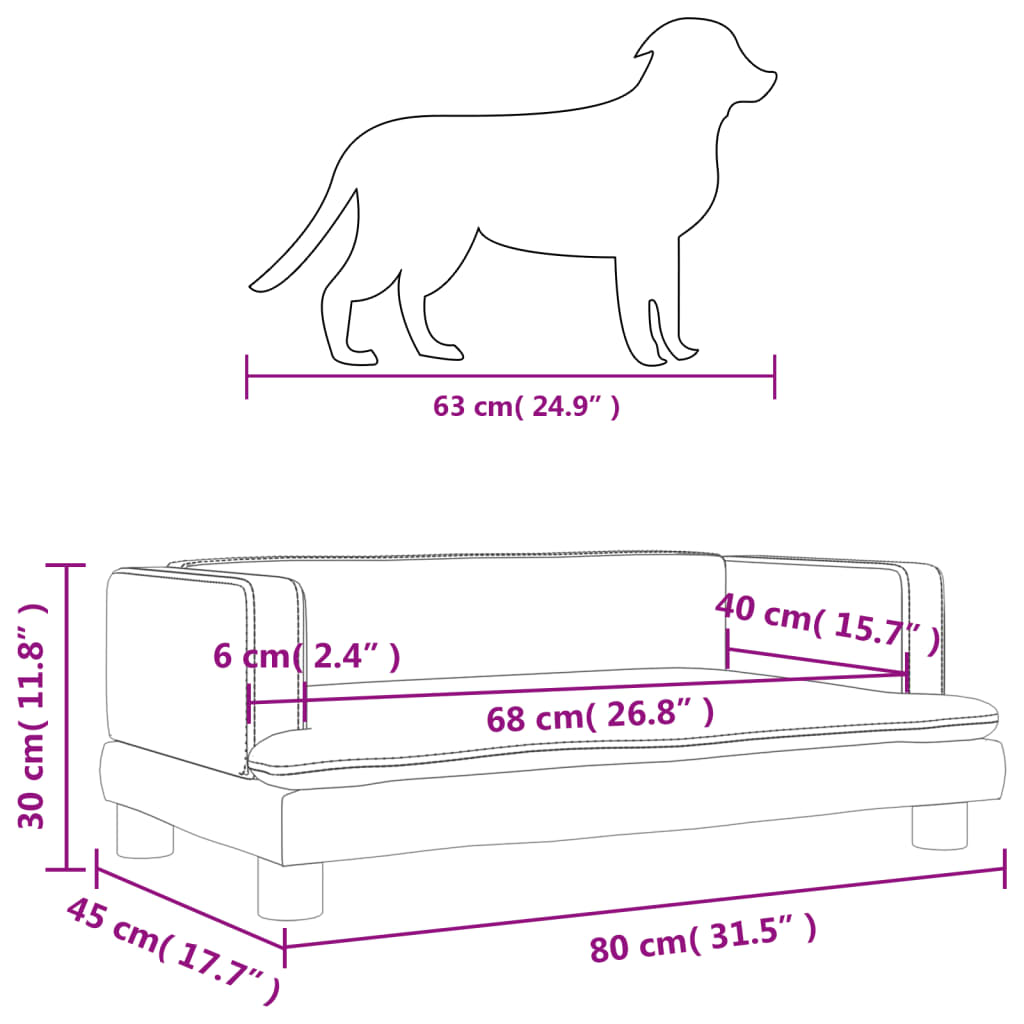 Pat de câini, gri deschis, 80x45x30 cm, catifea - Lando