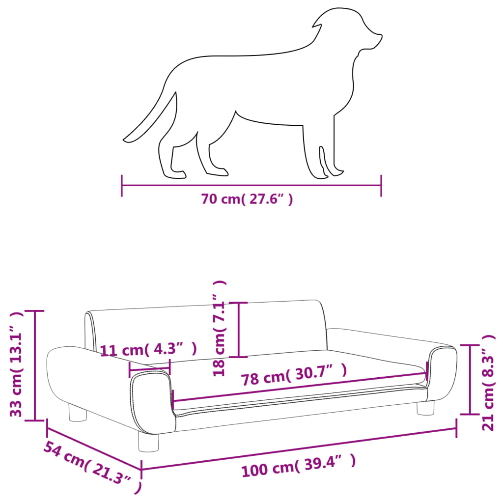 Pat de câini, gri deschis, 100x54x33 cm, catifea - Lando