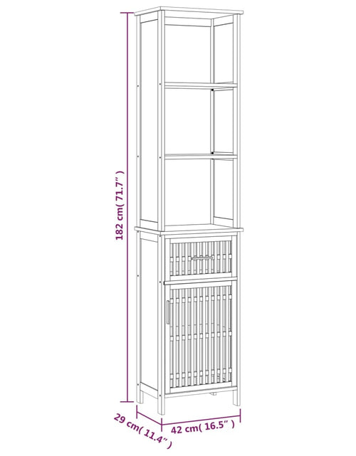 Încărcați imaginea în vizualizatorul Galerie, Dulap de baie, 42x29x182 cm, lemn masiv de nuc - Lando
