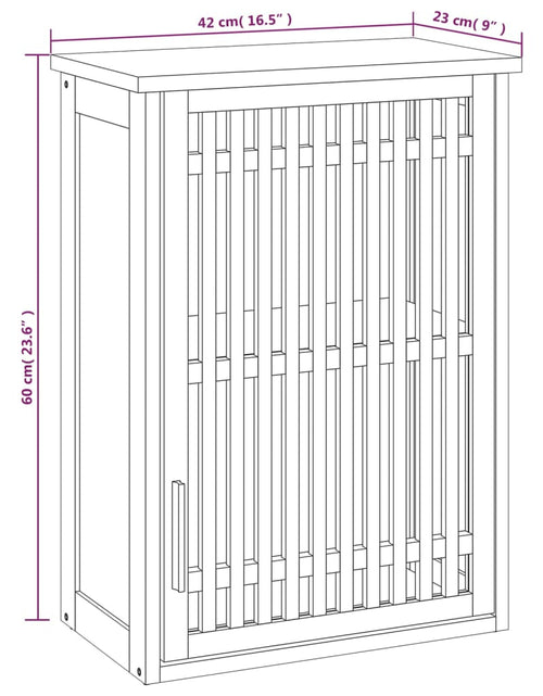 Încărcați imaginea în vizualizatorul Galerie, Dulap de baie montat pe perete, 42x23x60 cm, lemn masiv de nuc - Lando

