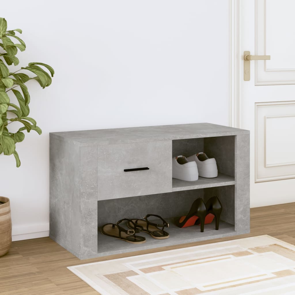 Pantofar, gri beton, 80x35x45 cm, lemn prelucrat - Lando