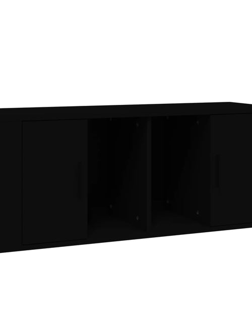 Încărcați imaginea în vizualizatorul Galerie, Comodă TV, negru, 100x35x40 cm, lemn prelucrat Lando - Lando
