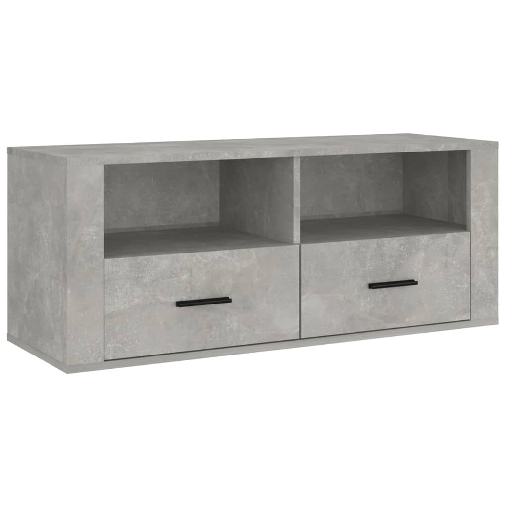 Comodă TV, gri beton, 100x35x40 cm, lemn prelucrat Lando - Lando