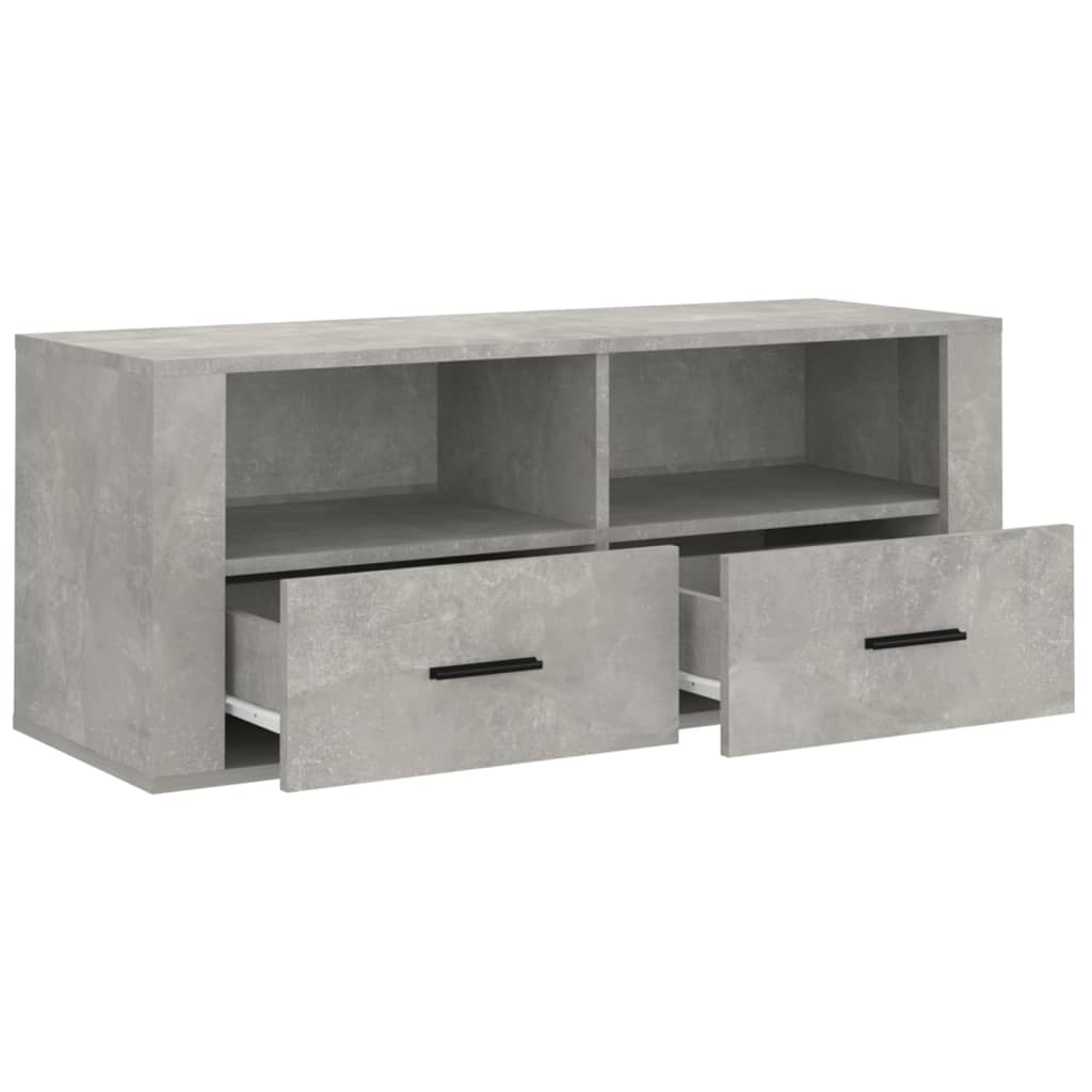 Comodă TV, gri beton, 100x35x40 cm, lemn prelucrat Lando - Lando