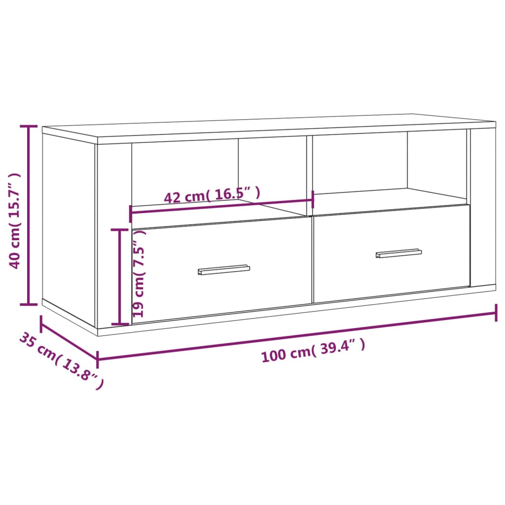 Comodă TV, gri beton, 100x35x40 cm, lemn prelucrat Lando - Lando