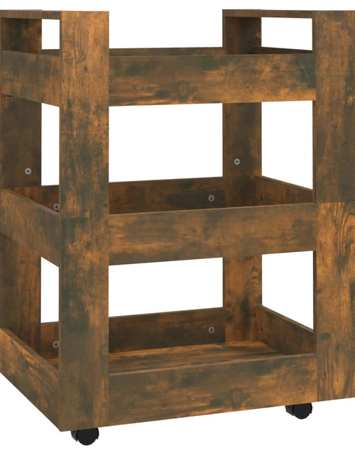 Încărcați imaginea în vizualizatorul Galerie, Cărucior de bucătărie stejar fumuriu 60x45x80 cm lemn prelucrat - Lando
