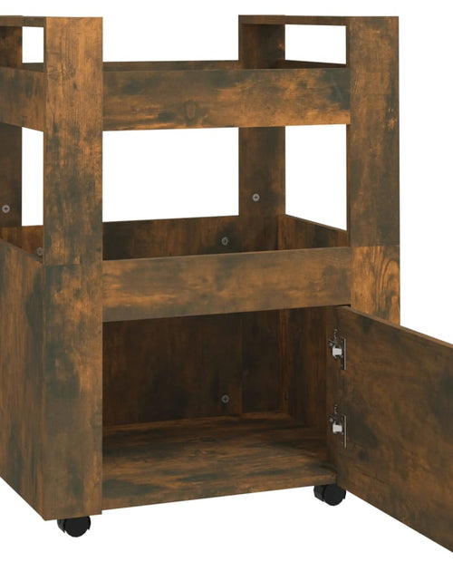 Încărcați imaginea în vizualizatorul Galerie, Cărucior de bucătărie stejar fumuriu 60x45x80 cm lemn prelucrat - Lando

