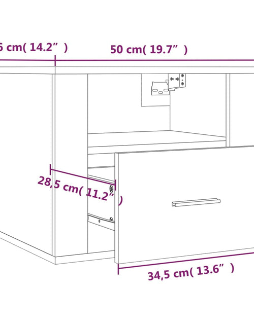 Загрузите изображение в средство просмотра галереи, Noptieră de perete, stejar fumuriu, 50x36x40 cm - Lando
