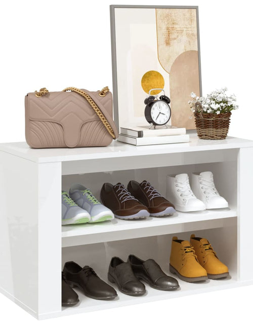 Încărcați imaginea în vizualizatorul Galerie, Suport pantofi, alb extralucios, 75x35x45 cm, lemn prelucrat - Lando
