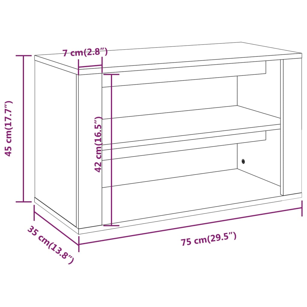 Pantofar, gri beton, 75x35x45 cm, lemn compozit - Lando