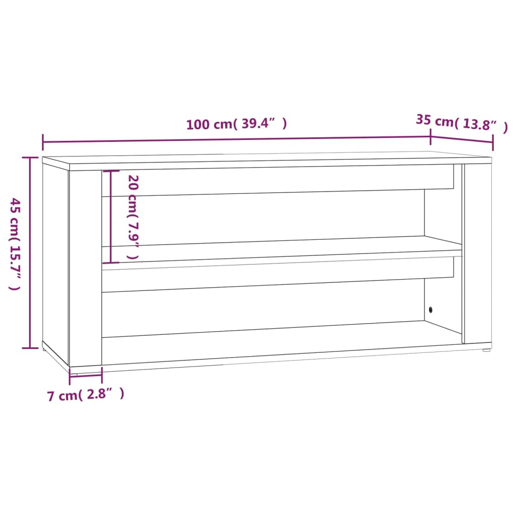 Suport pantofi, alb, 100x35x45 cm, lemn prelucrat - Lando