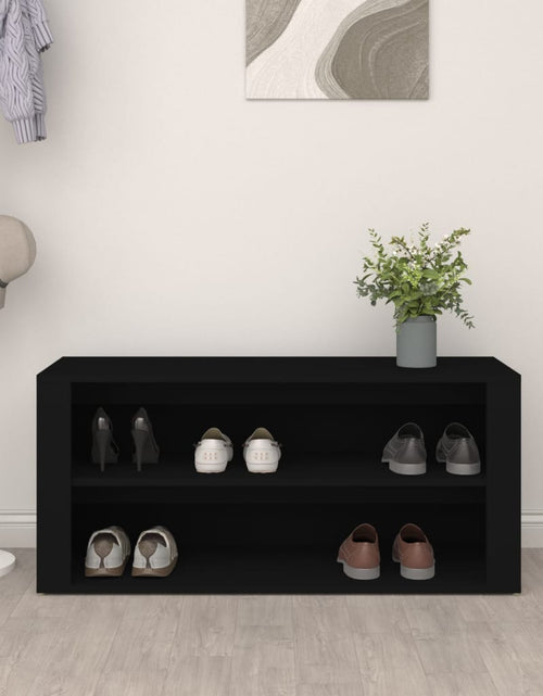 Încărcați imaginea în vizualizatorul Galerie, Suport pantofi, negru, 100x35x45 cm, lemn prelucrat - Lando

