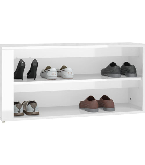 Încărcați imaginea în vizualizatorul Galerie, Lando-Suport pantofi, alb extralucios, 100x35x45 cm, lemn prelucrat- mobila
