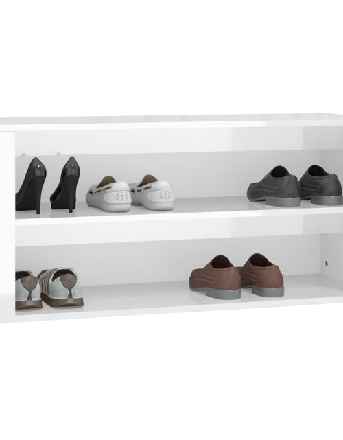 Încărcați imaginea în vizualizatorul Galerie, Suport pantofi, alb extralucios, 100x35x45 cm, lemn prelucrat - Lando
