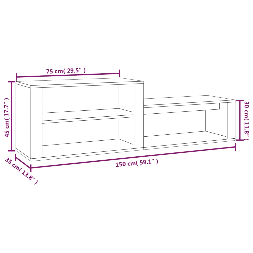 Pantofar, alb extralucios, 150x35x45 cm, lemn prelucrat - Lando