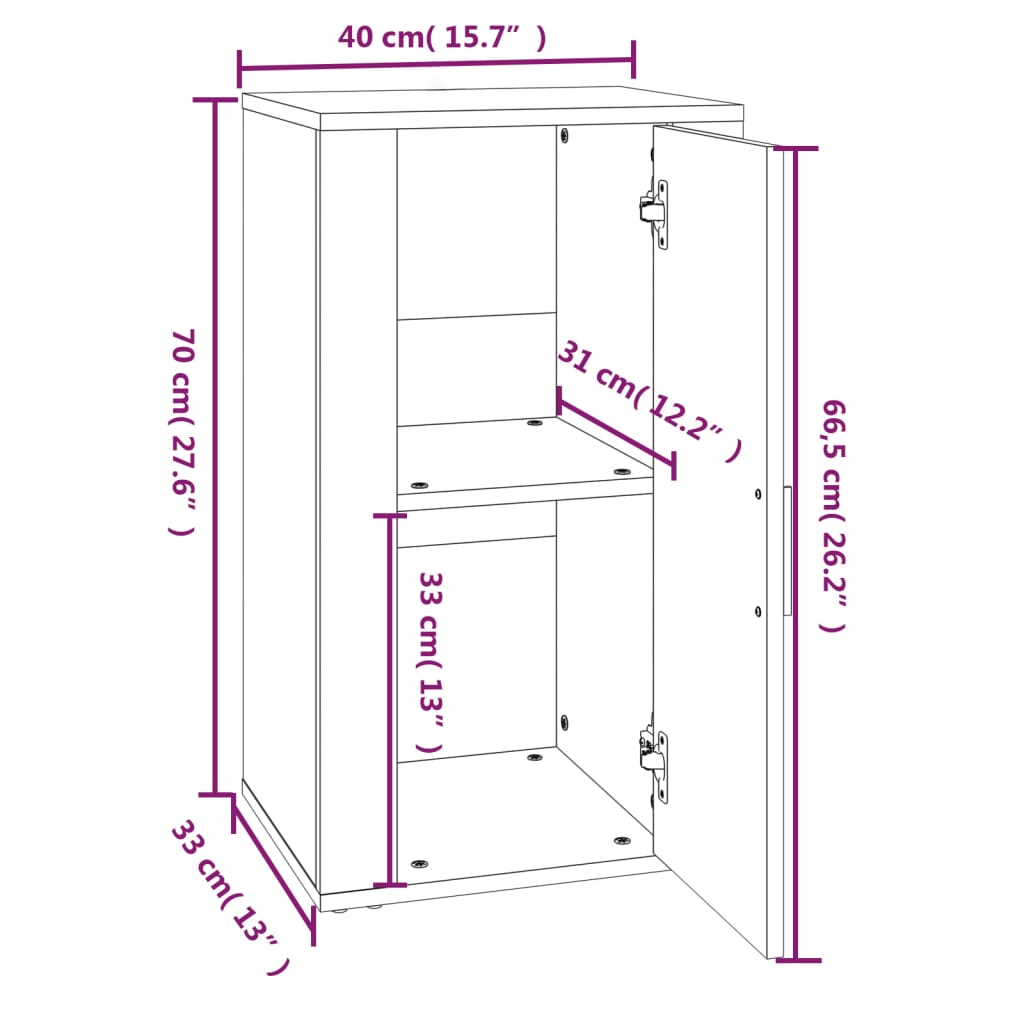 Servantă, gri beton, 40x33x70 cm, lemn prelucrat Lando - Lando