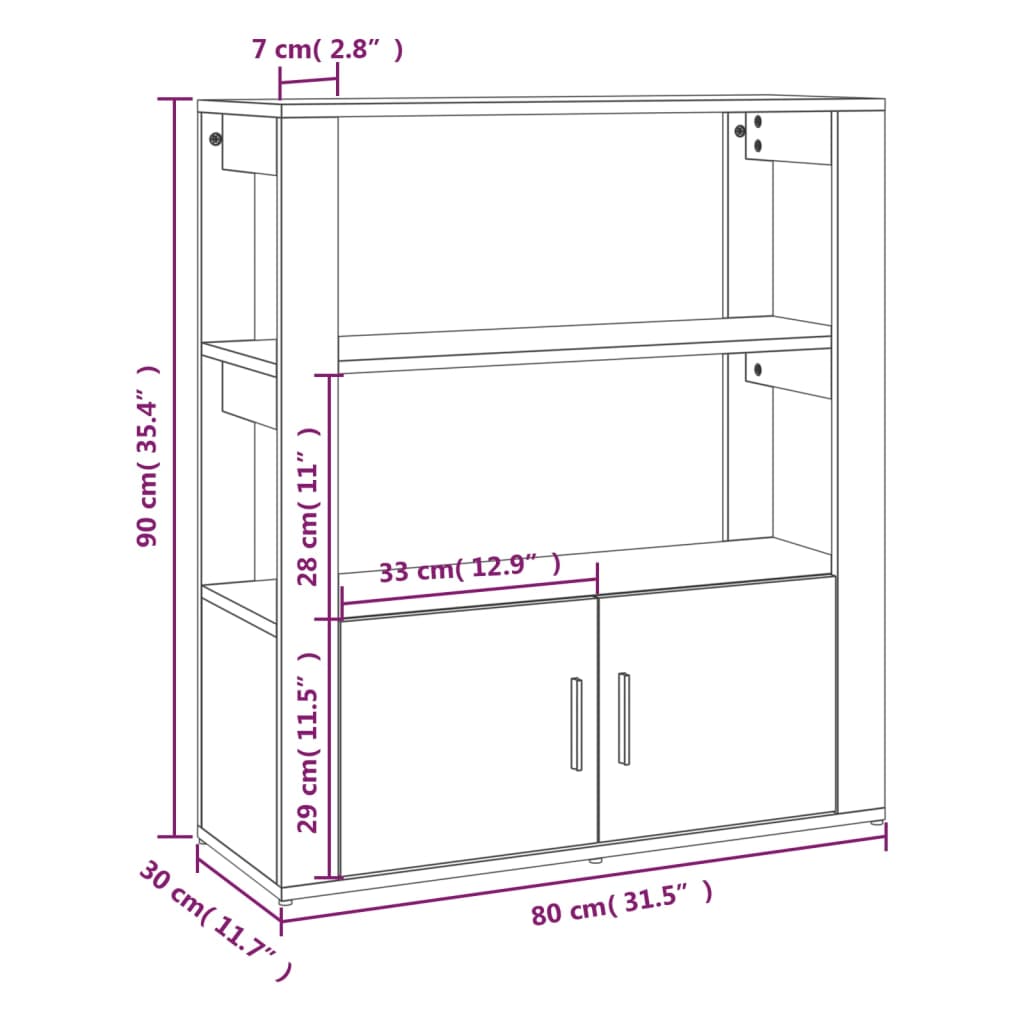 Servantă, alb, 80x30x90 cm, lemn prelucrat Lando - Lando