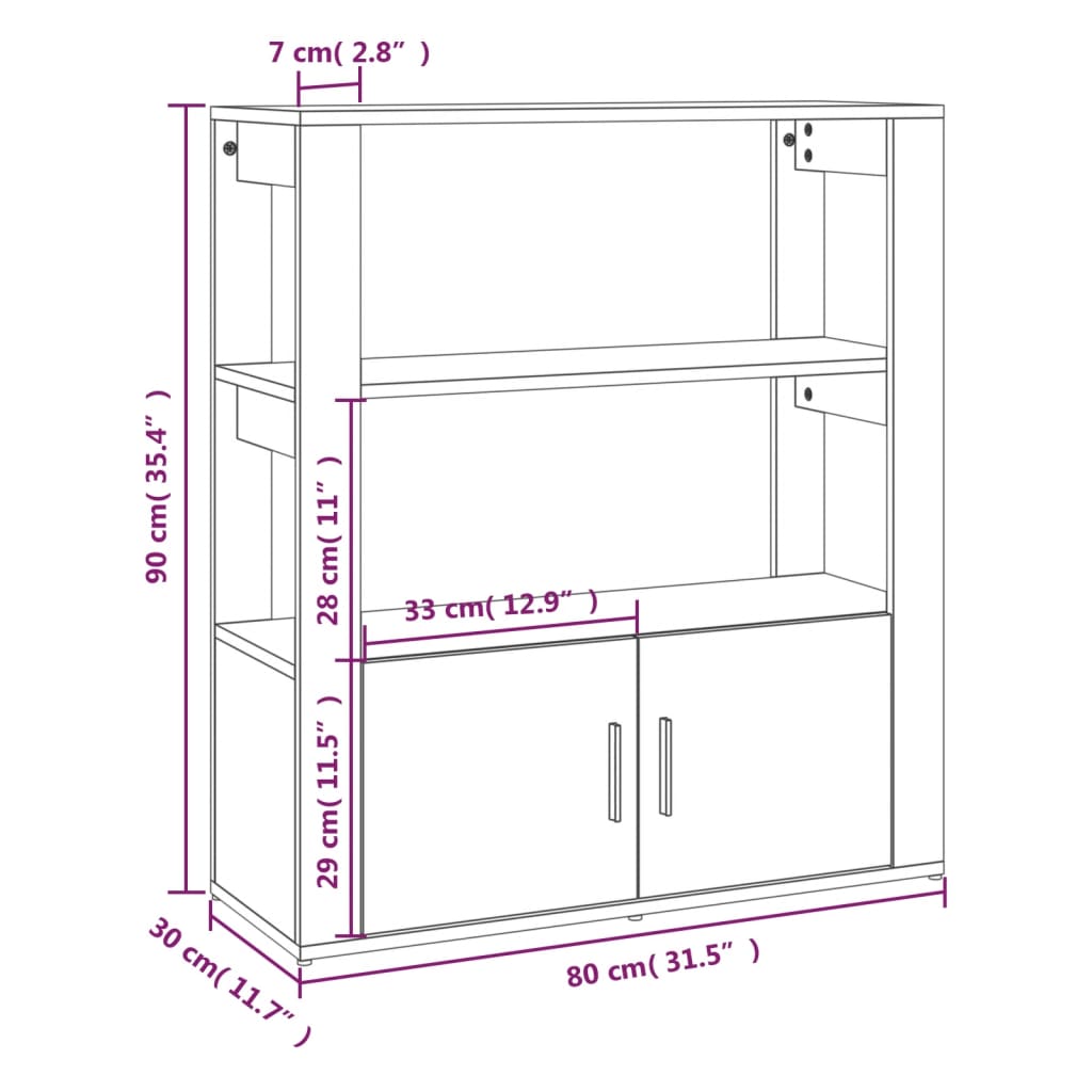 Servantă, gri beton, 80x30x90 cm, lemn prelucrat Lando - Lando