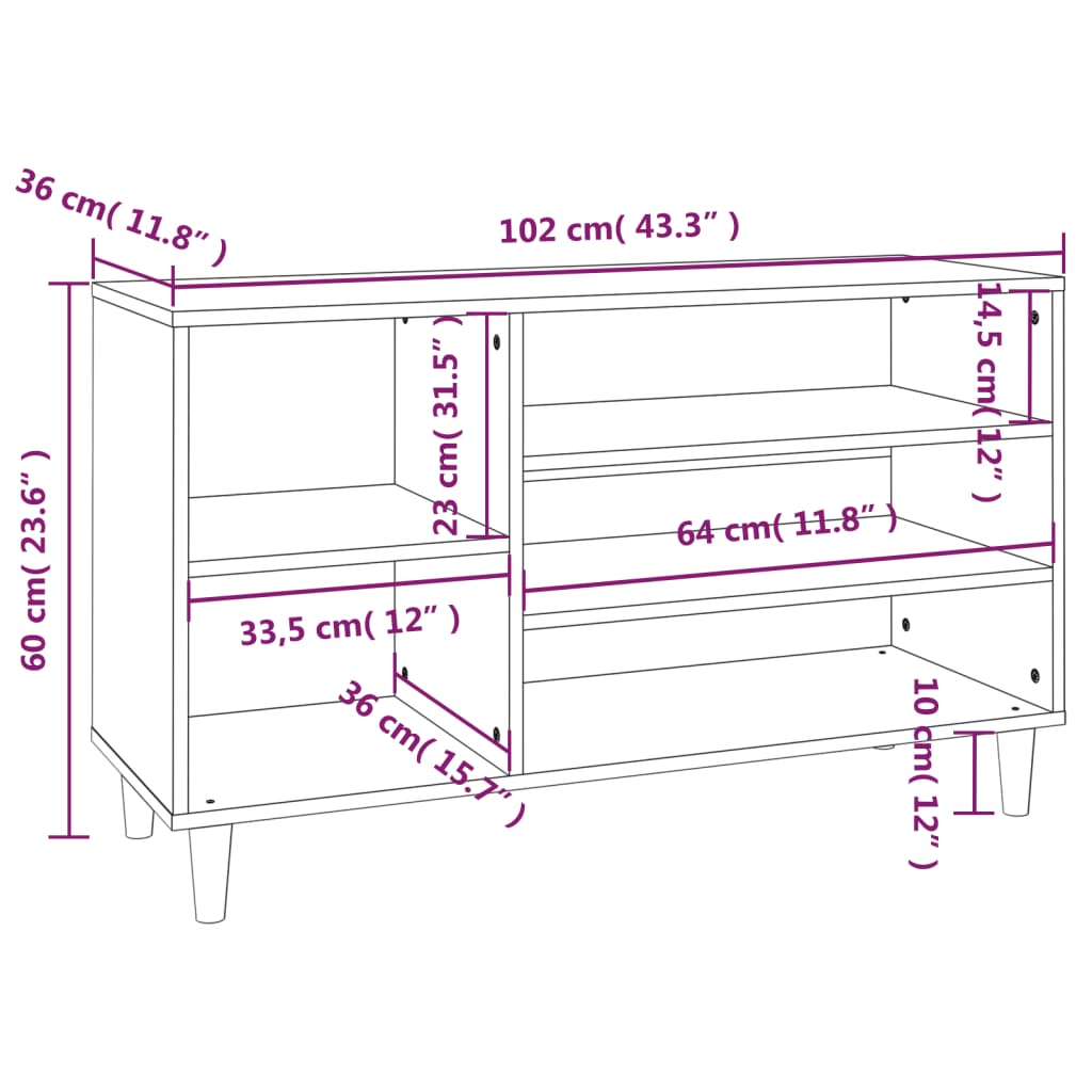 Pantofar, stejar sonoma, 102x36x60 cm, lemn prelucrat - Lando