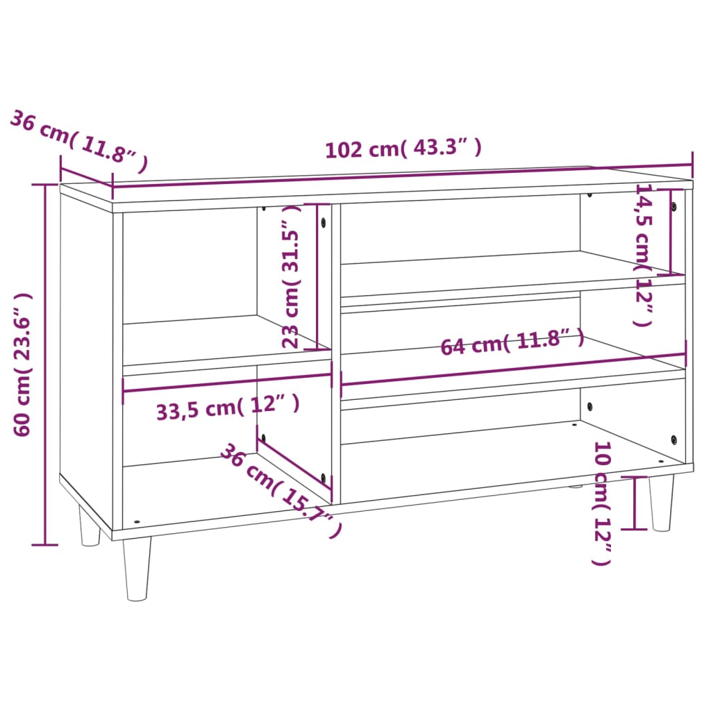 Pantofar, gri beton, 102x36x60 cm, lemn prelucrat - Lando