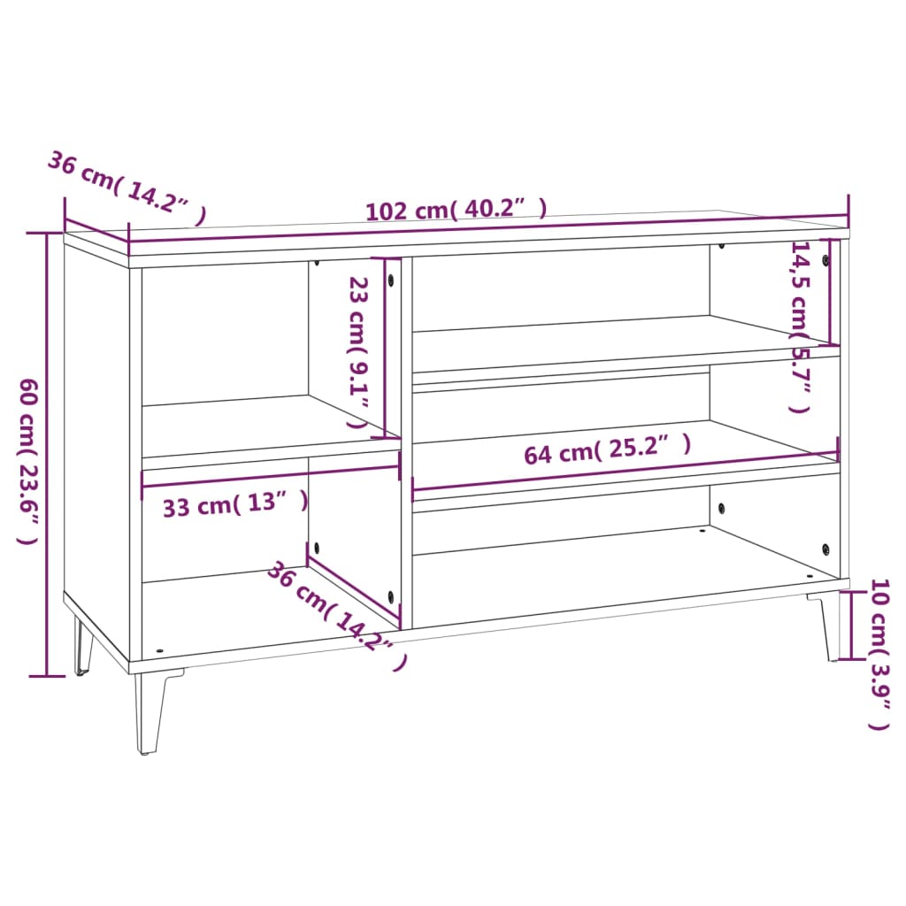 Pantofar, alb, 102x36x60 cm, lemn compozit - Lando