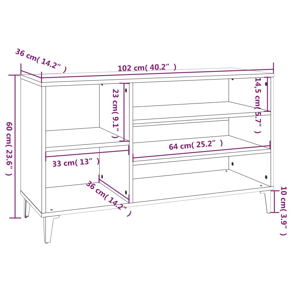 Pantofar, alb extralucios, 102x36x60 cm, lemn compozit - Lando