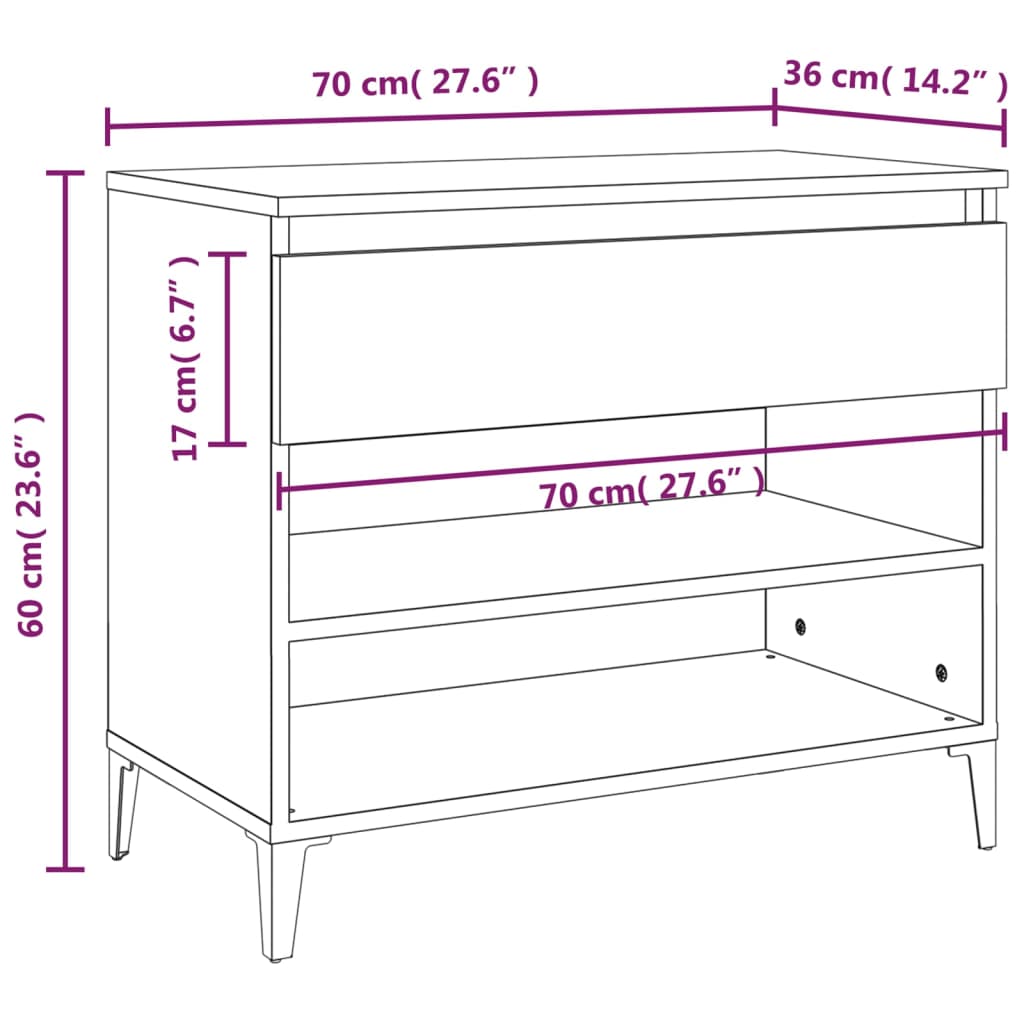 Pantofar, alb, 70x36x60 cm, lemn prelucrat - Lando