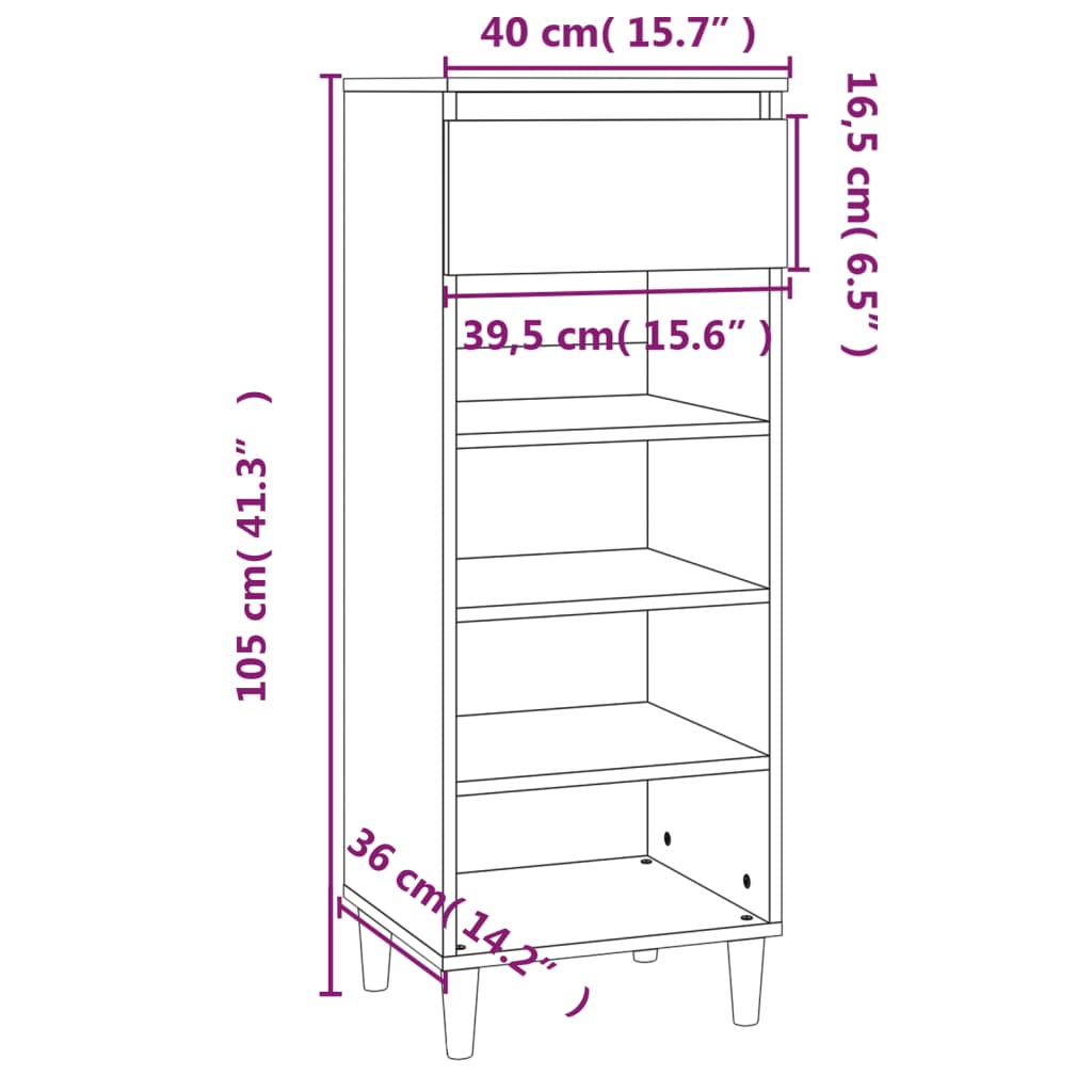 Pantofar, stejar sonoma, 40x36x105 cm, lemn prelucrat - Lando