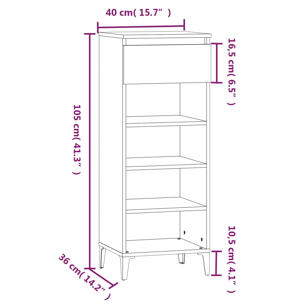 Pantofar, alb, 40x36x105 cm, lemn prelucrat - Lando