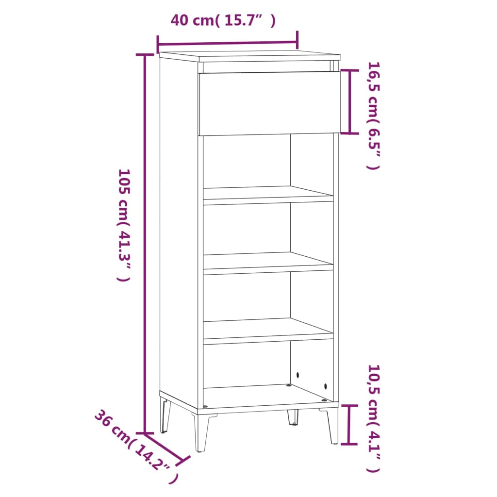 Pantofar, stejar maro, 40x36x105 cm, lemn prelucrat - Lando