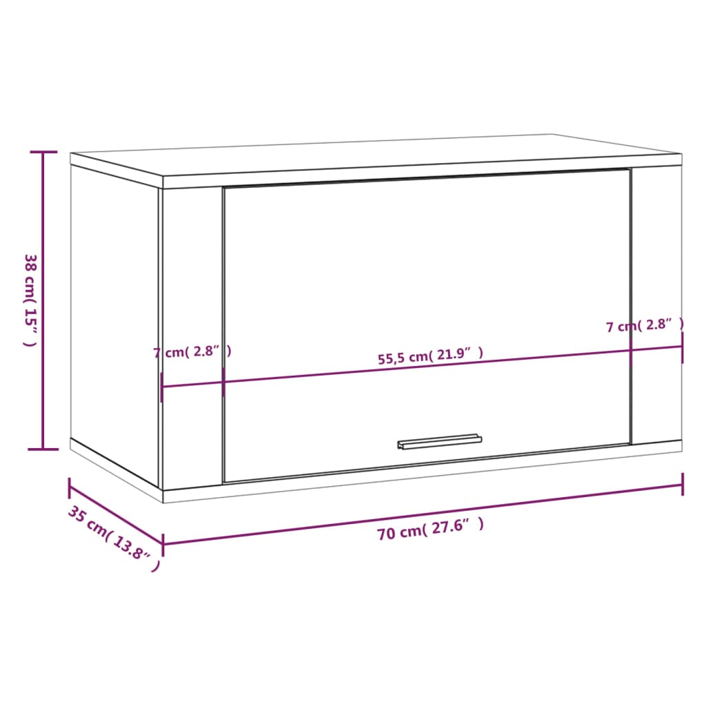 Pantofar de perete, gri beton, 70x35x38 cm, lemn prelucrat - Lando