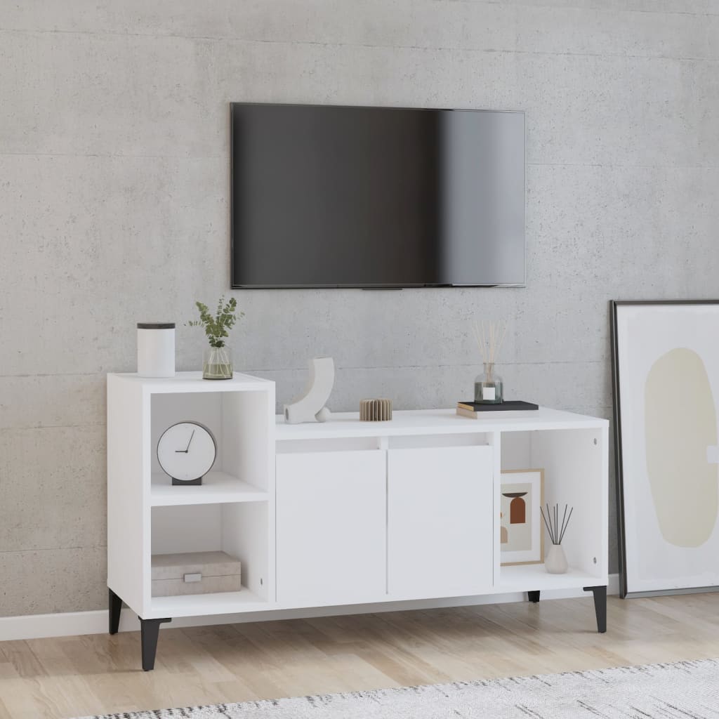 Comodă TV, alb, 100x35x55 cm, lemn prelucrat Lando - Lando