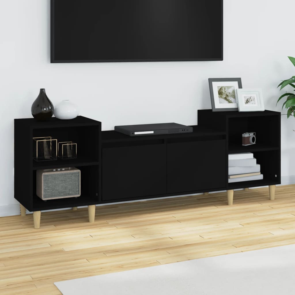 Comodă TV, negru, 160x35x55 cm, lemn prelucrat Lando - Lando