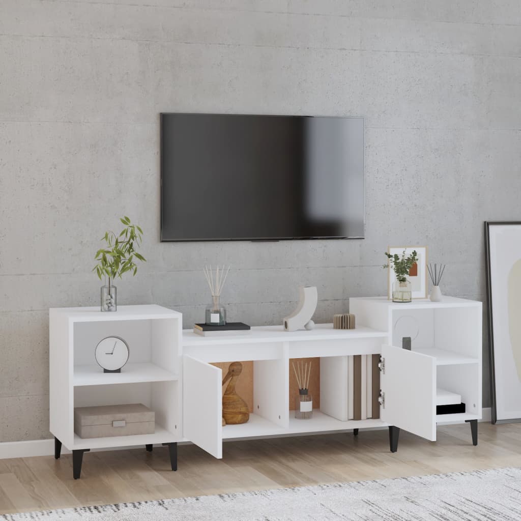 Comodă TV, alb, 160x35x55 cm, lemn prelucrat Lando - Lando