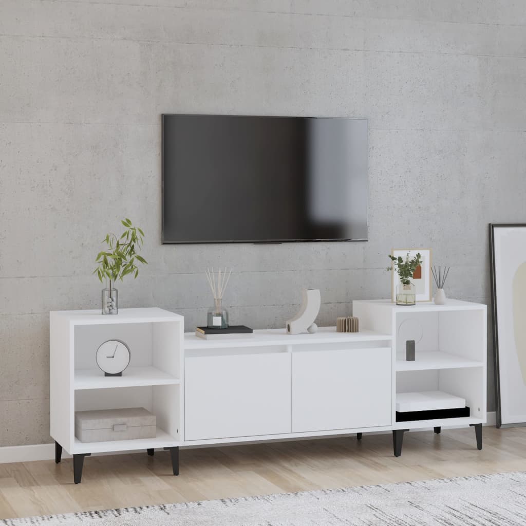 Comodă TV, alb, 160x35x55 cm, lemn prelucrat Lando - Lando