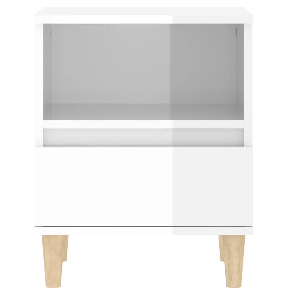 Noptiere, alb extralucios, 40x35x50 cm - Lando