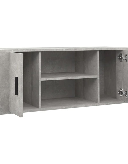 Încărcați imaginea în vizualizatorul Galerie, Comodă TV, gri beton, 100x35x40 cm, lemn prelucrat Lando - Lando
