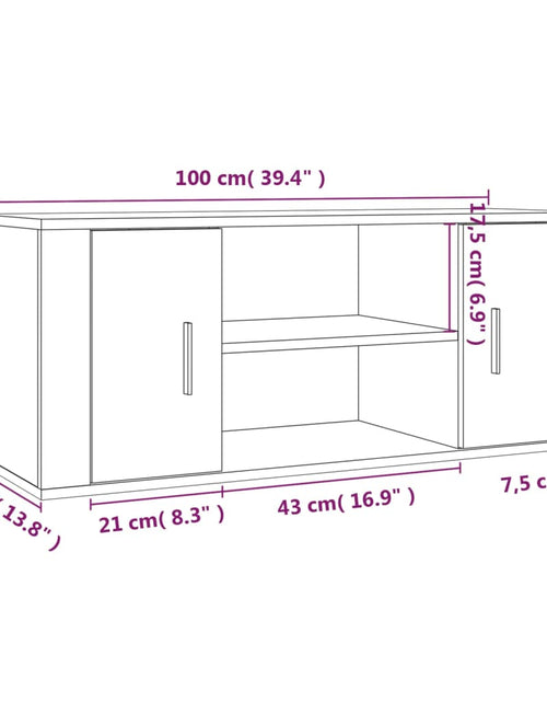 Загрузите изображение в средство просмотра галереи, Comodă TV, stejar fumuriu, 100x35x40 cm, lemn prelucrat Lando - Lando
