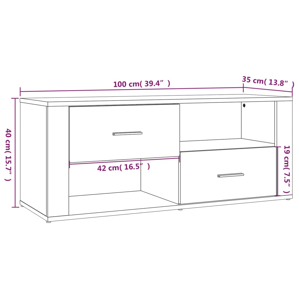 Comodă TV, alb, 100x35x40 cm, lemn prelucrat Lando - Lando