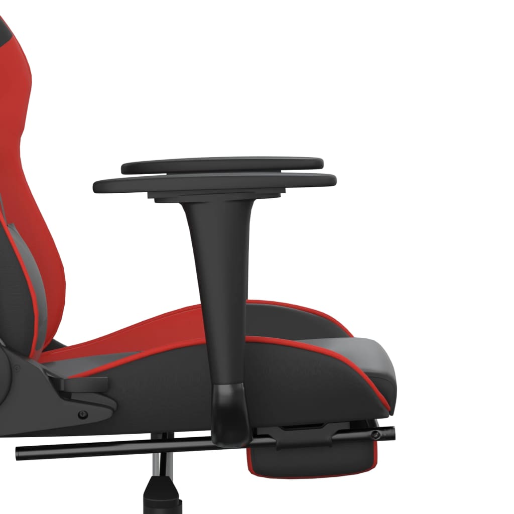 Scaun de gaming cu suport picioare, negru/roșu, piele ecologică - Lando